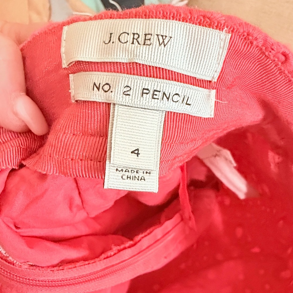 J.Crew‎ Pencil Skirt No. 2 Eyelet Lace 4 Coral Pink Good Cotton Floral 67800